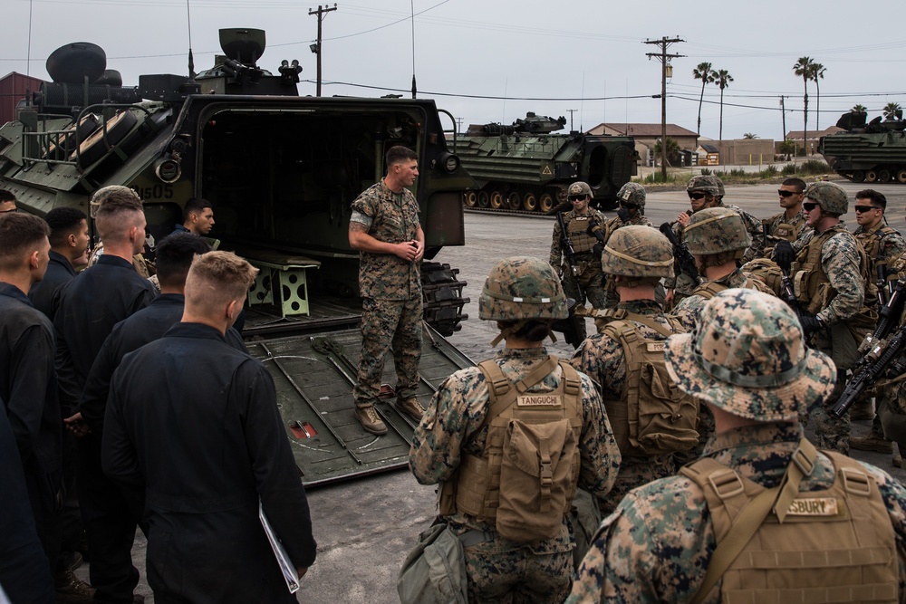 U.S. Marines with 3rd AABN and 2/4 complete a simulated mechanized company operation