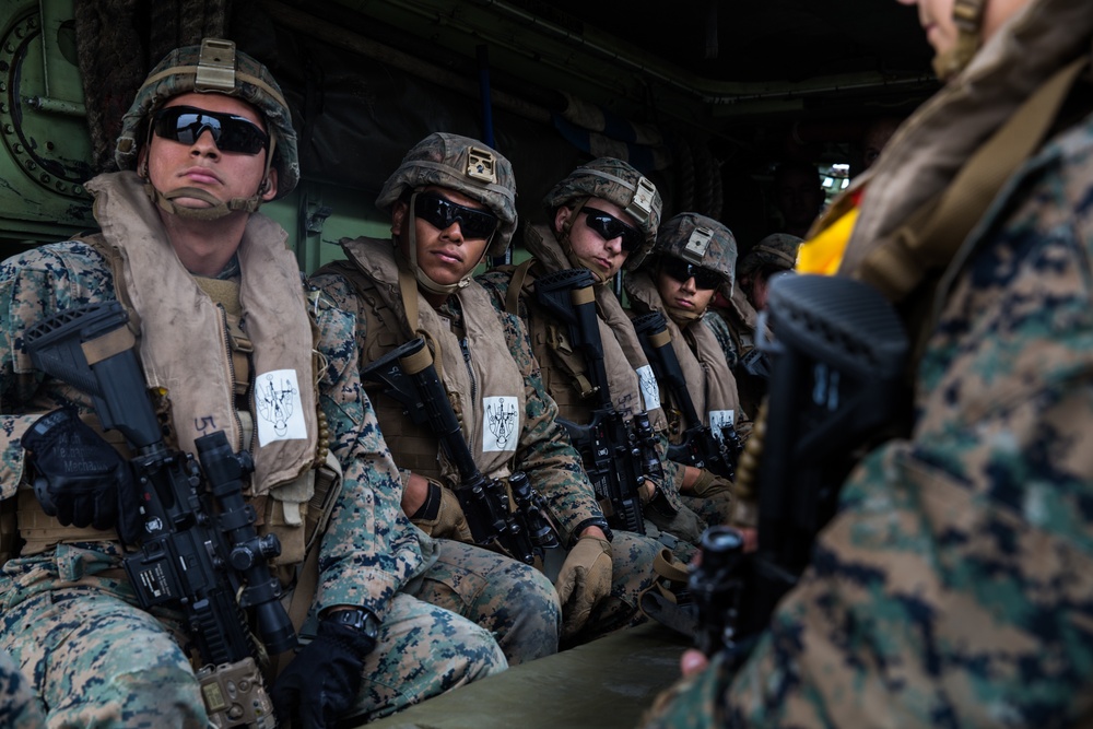 U.S. Marines with 3rd AABN and 2/4 complete a simulated mechanized company operation