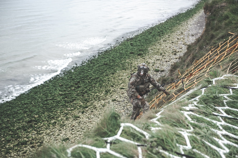 Ranger climbs Pointe du Hoc