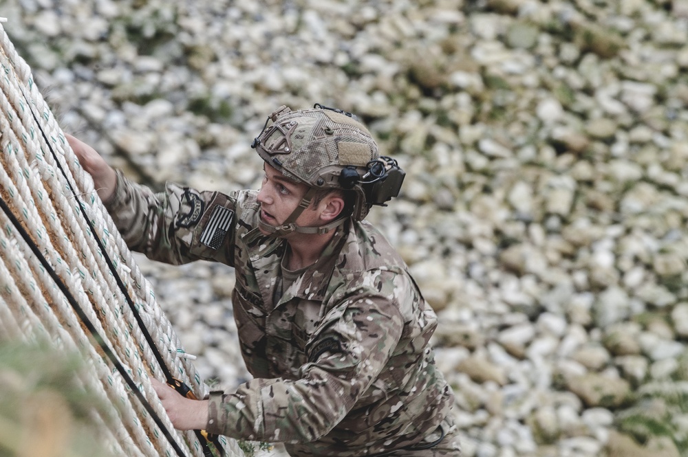 Ranger Rehearses Historic Pointe du Hoc Climb