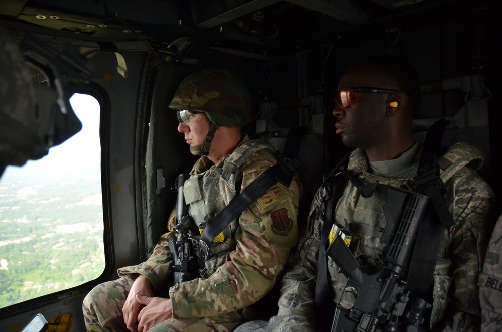 Security Forces Airmen conduct HH-60 combat offload training