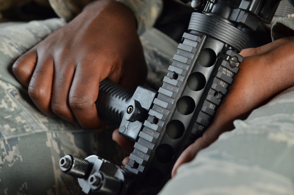 Security Forces Airmen conduct HH-60 combat offload training