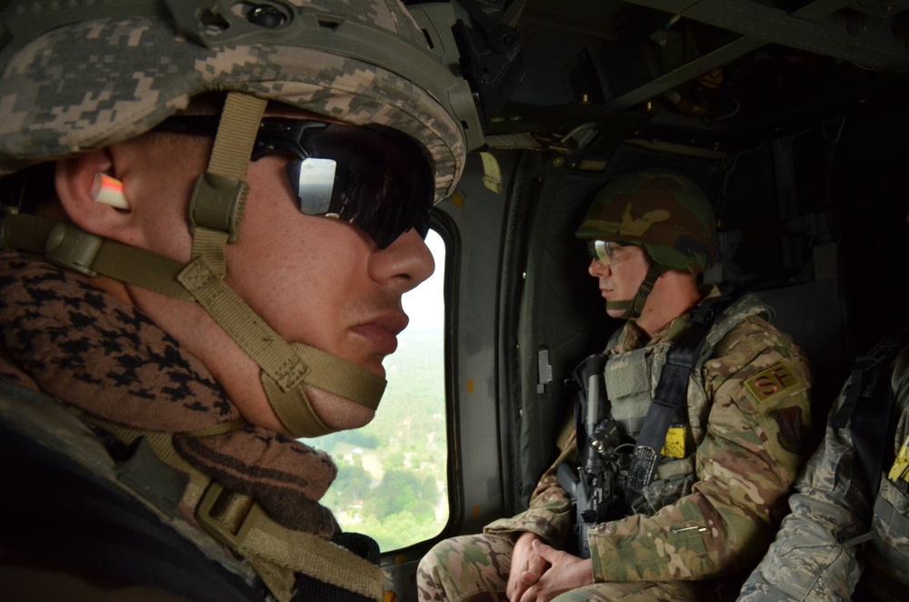 Security Forces Airmen conduct HH-60 combat offload training