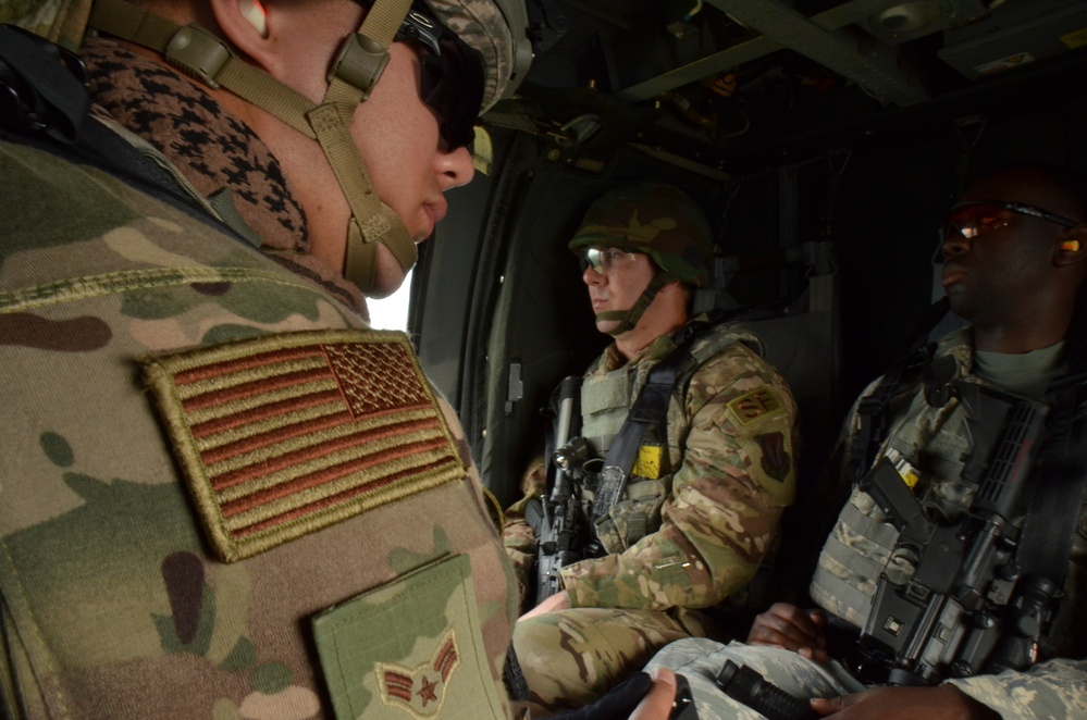 Security Forces Airmen conduct HH-60 combat offload training