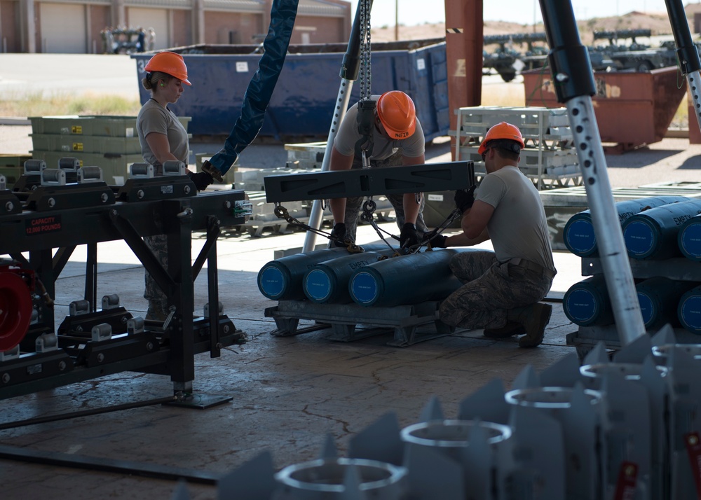 IDANG ammo troops build bombs at Nellis AFB