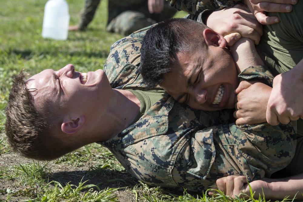 Visiting Marines conduct physical fitness training at JBER
