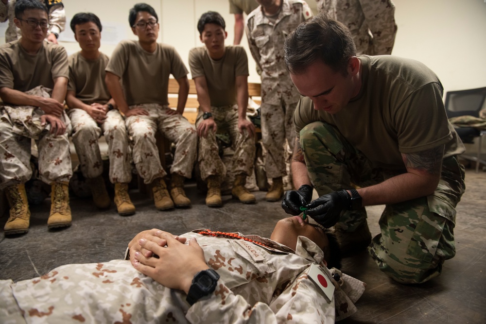 CJTF-HOA, Japanese Soldiers hold tactical combat casualty care medical exchange