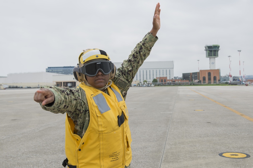 U.S. Army C-12V Huron arrives onboard Naval Support Activity Naples, Italy