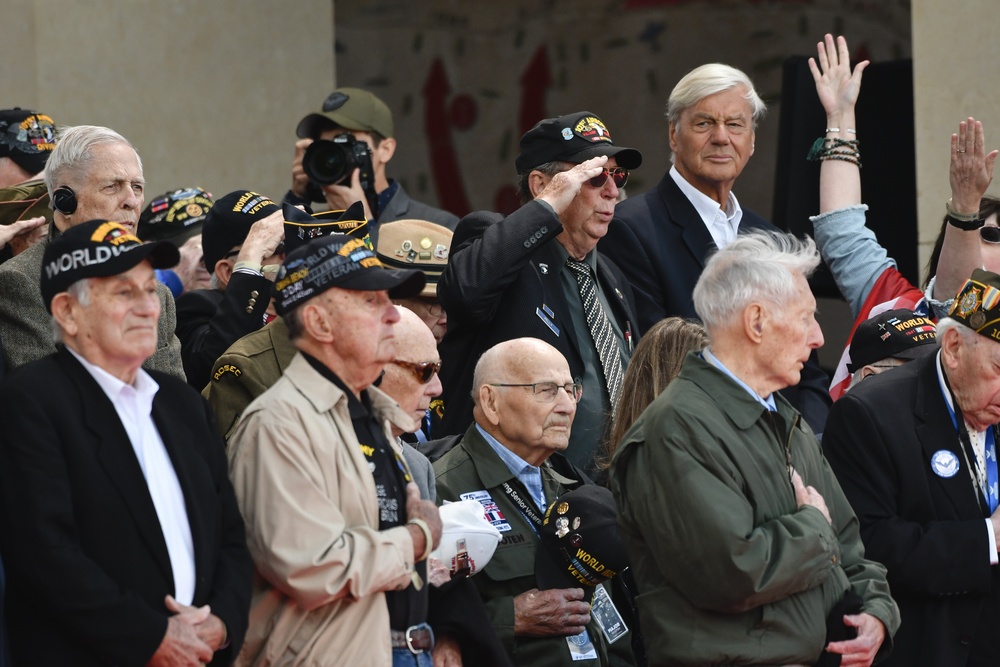 World War II Veteran Salutes the Crowd