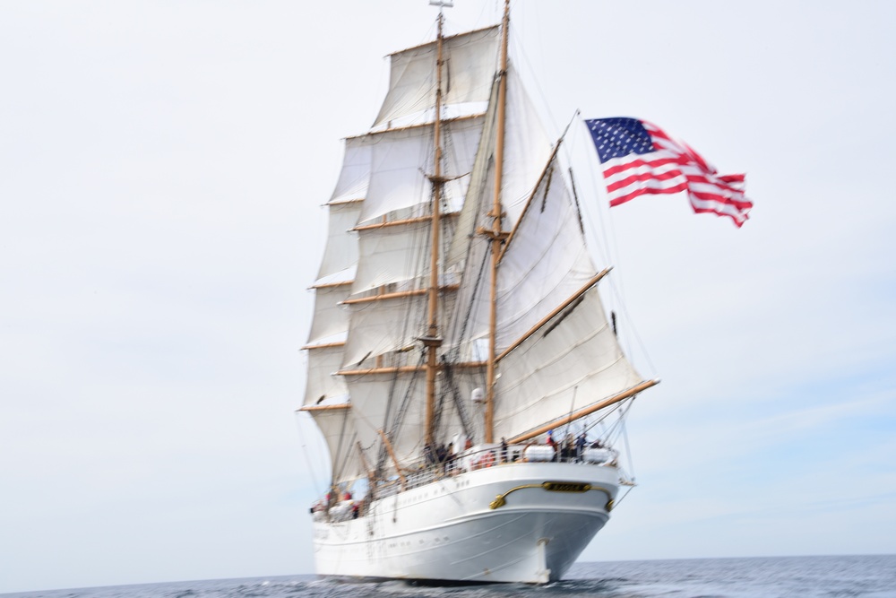 Coast Guard Tall Ship Eagle sails through the English Channel