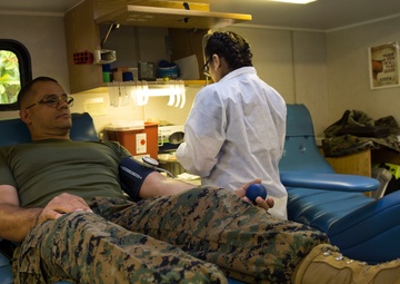 Marines and Sailors donate blood for the Armed Services Blood Program (ASBP)