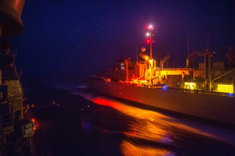 USS Leyte Gulf Conducts RAS with the USNS Arctic