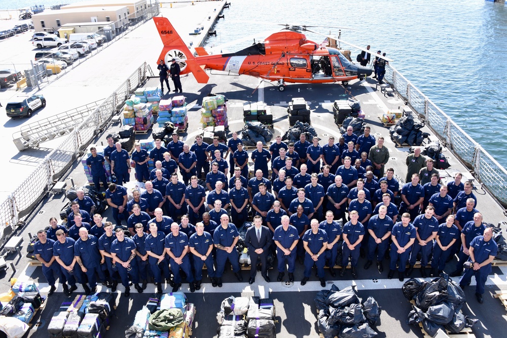 Coast Guard Cutter Hamilton offloads 26,000 pounds of cocaine, 1,500 pounds of marijuana at Port Everglades