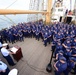 Coast Guard members aboard the U.S. Coast Guard Tall Ship Eagle pause to remember D-DAY