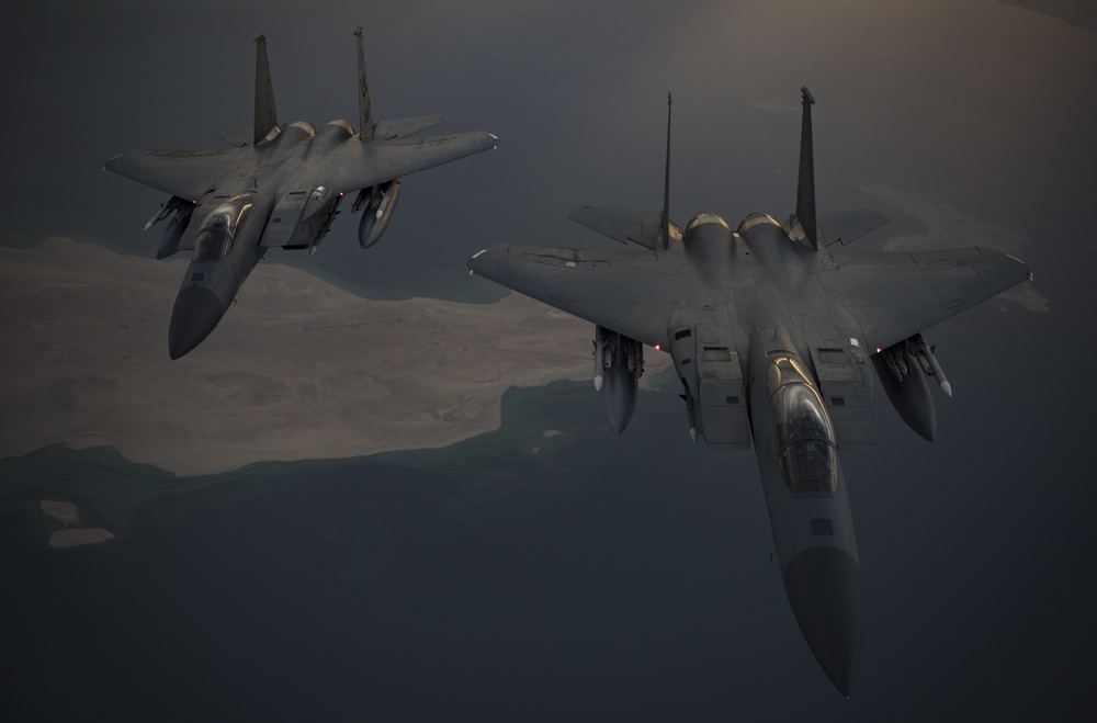 U.S. Air Force F-15s patrol CENTCOM AOR