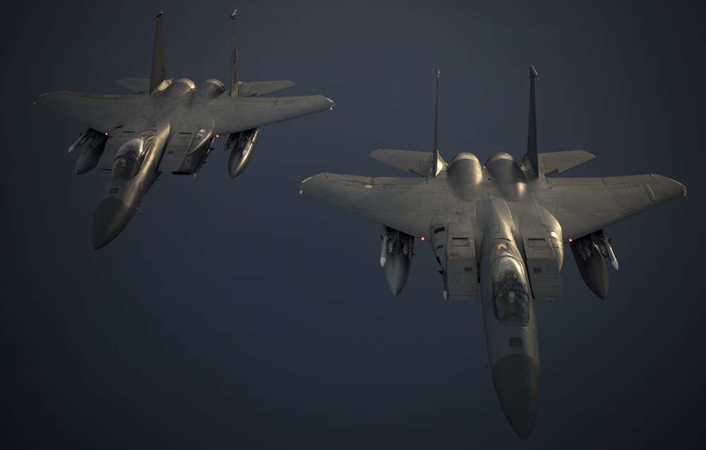 U.S. Air Force F-15s patrol CENTCOM AOR