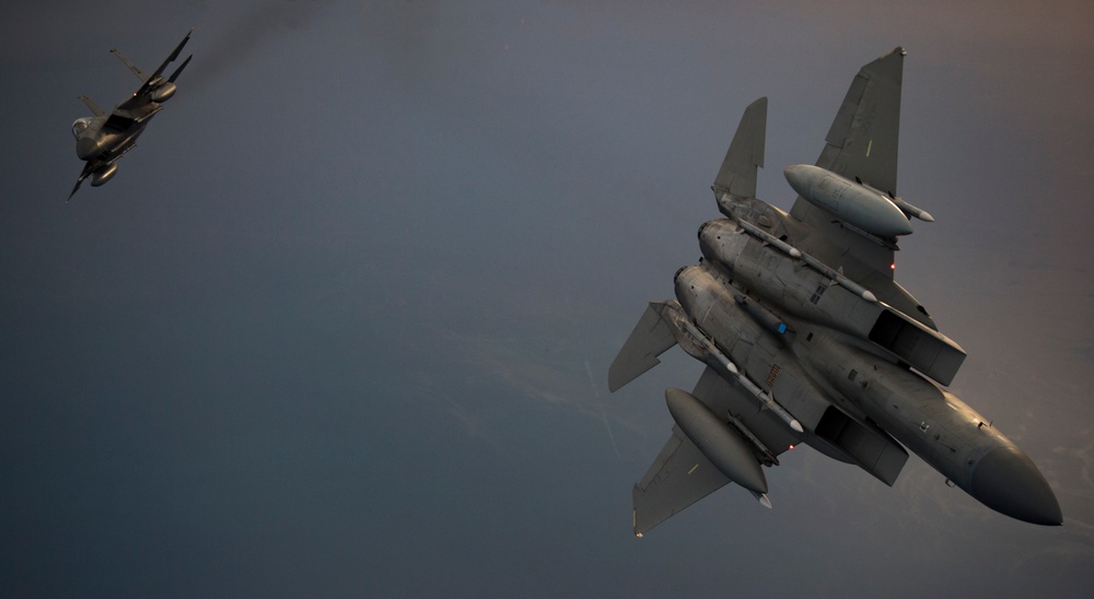 U.S. Air Force F-15s patrol CENTCOM AOR