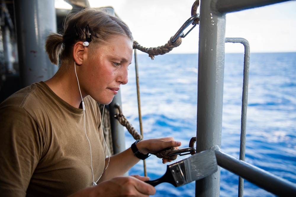 Sailors Paint Aboard USS Harpers Ferry