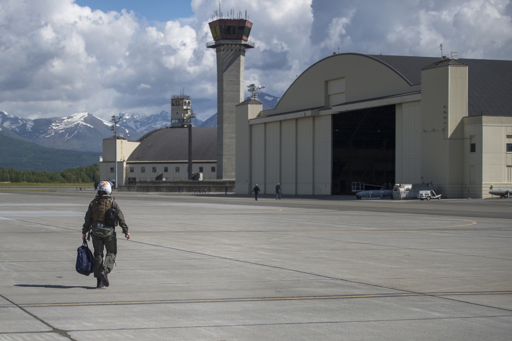 Navy F/A-19E Super Hornets train with JBER F-22s