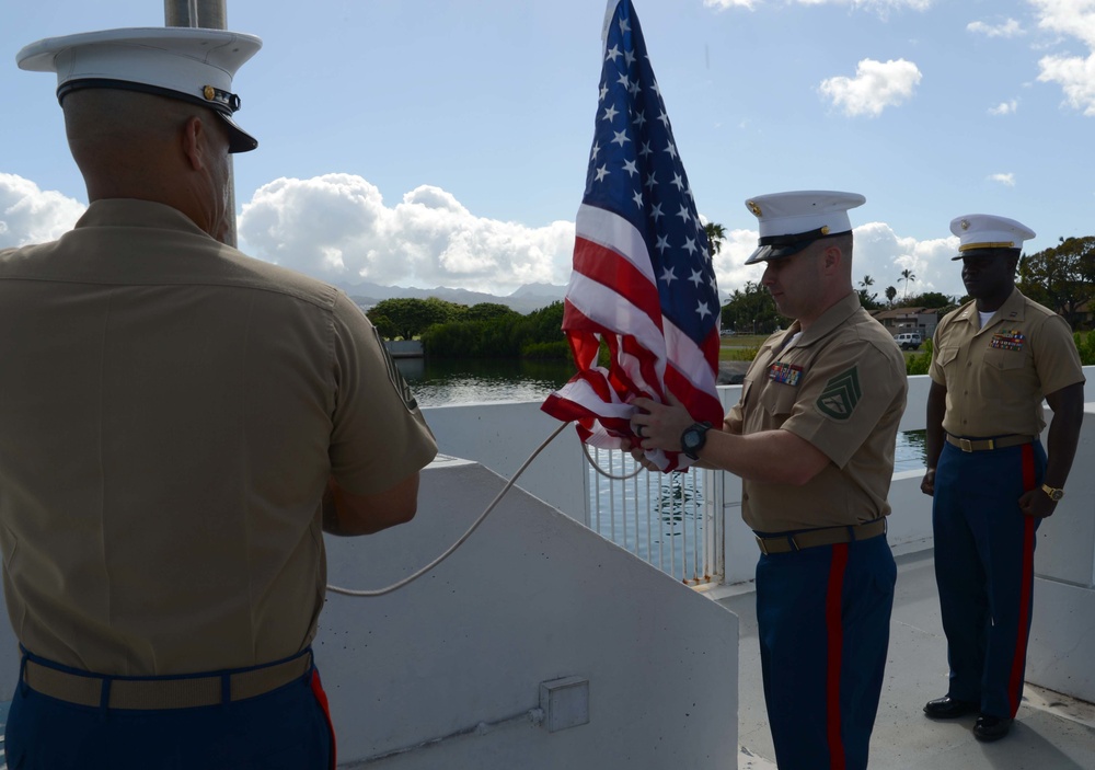 U.S. Marines raise flags for Wounded Warriors