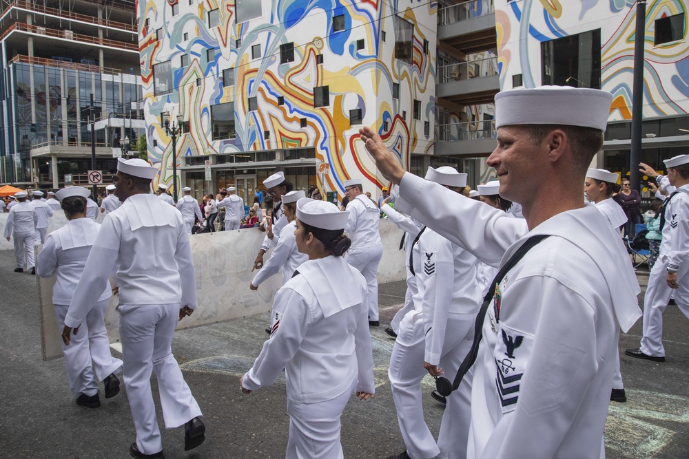 Sailors March in Portland Grand Floral Parade