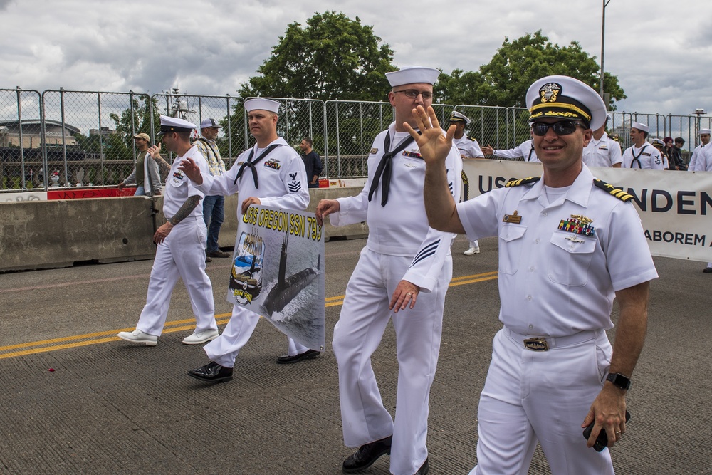 U.S. Navy Sailors March in Portland's Grand Floral Parade