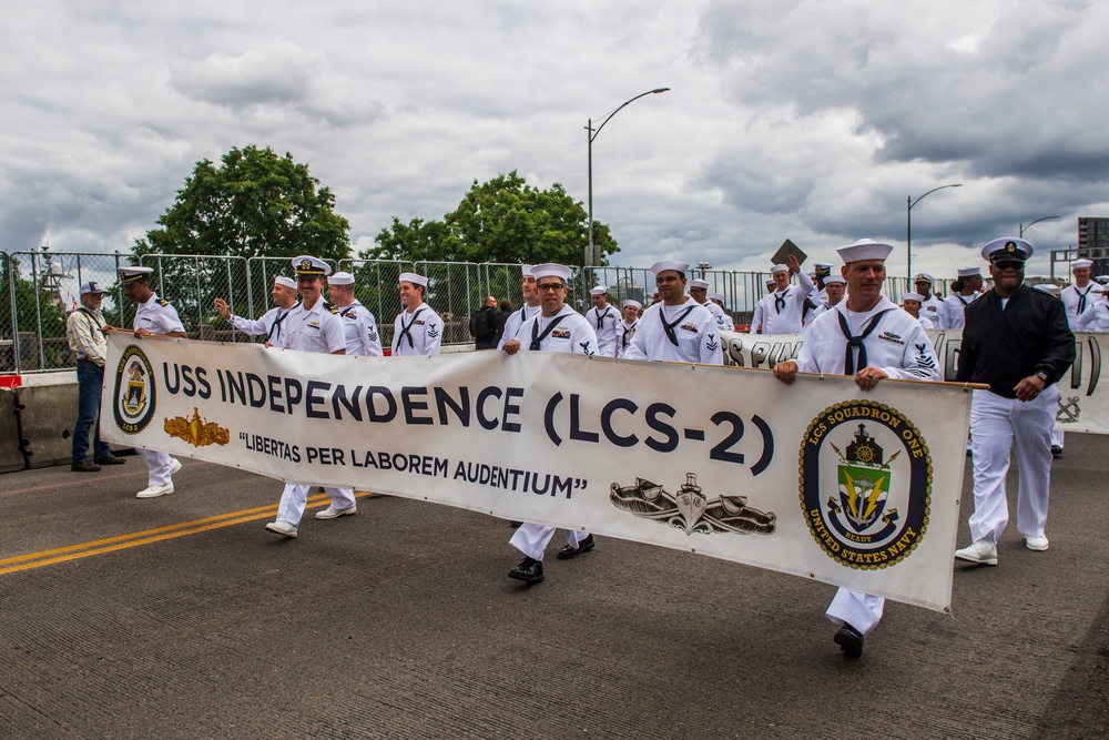 U.S. Navy Sailors March in Portland's Grand Floral Parade