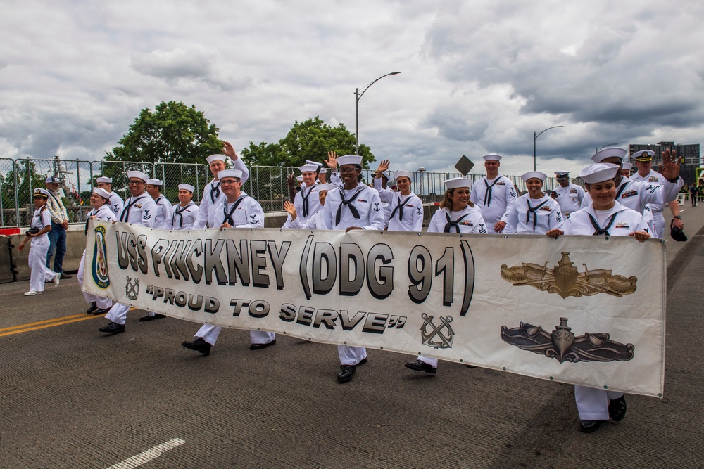 U.S. Navy Sailors March in Portland's Grand Floral Parade