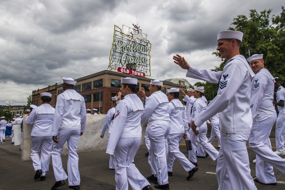 U.S. Navy Sailors March in Portland's Grand Floral Parade