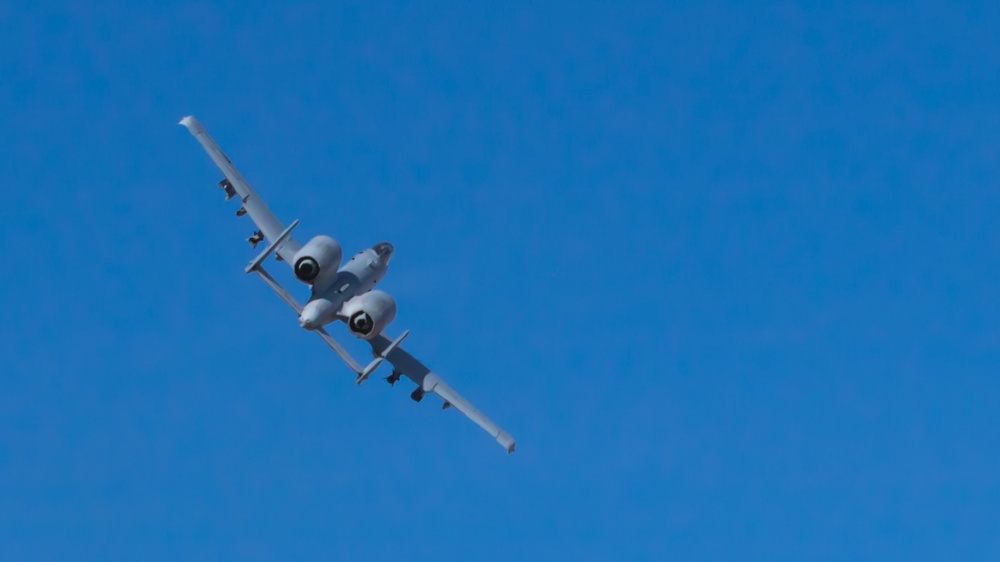 A-10 Thunderbolt conducts flyover en route to mission