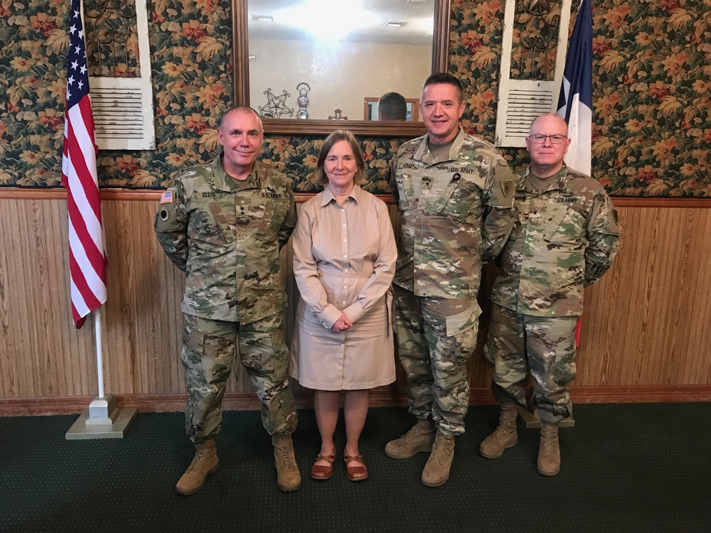 Dr. Laurie Rush poses with 38th Infantry Division leadership