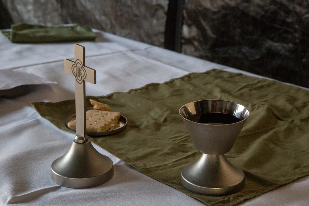 U.S. Marines Participate in Religious Services