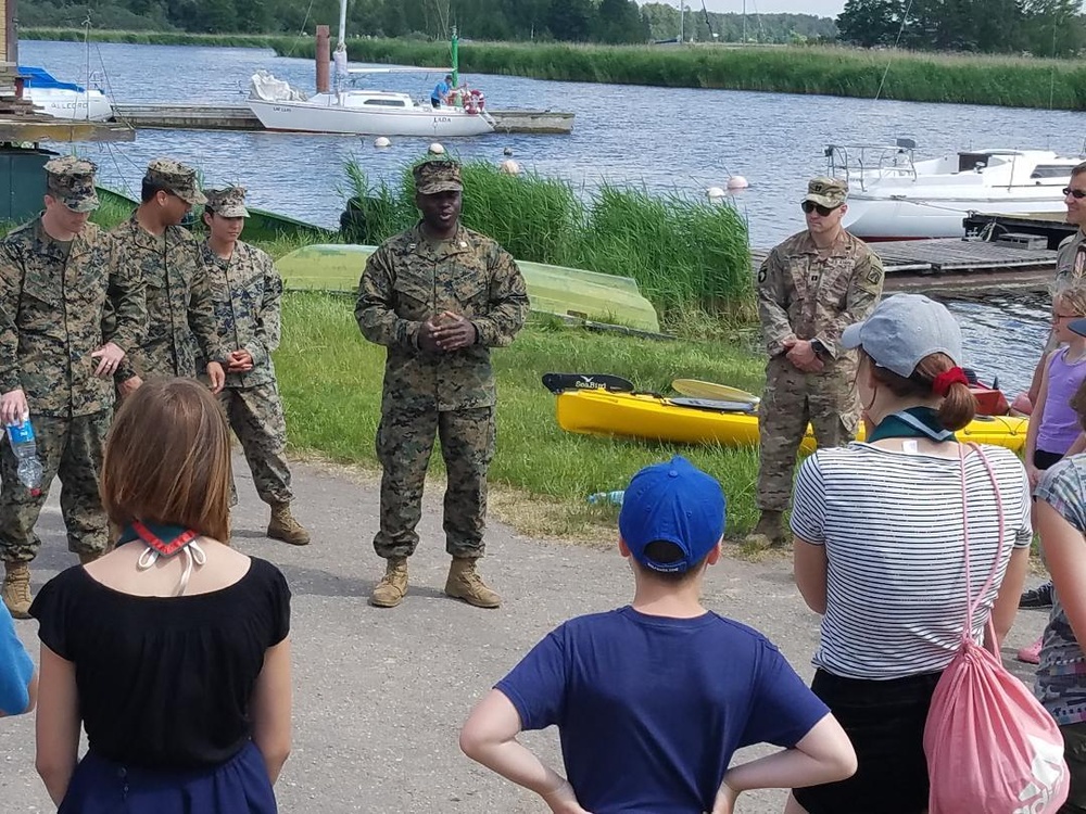 U.S. Marines and Soldiers visit Latvian Sea Scouts