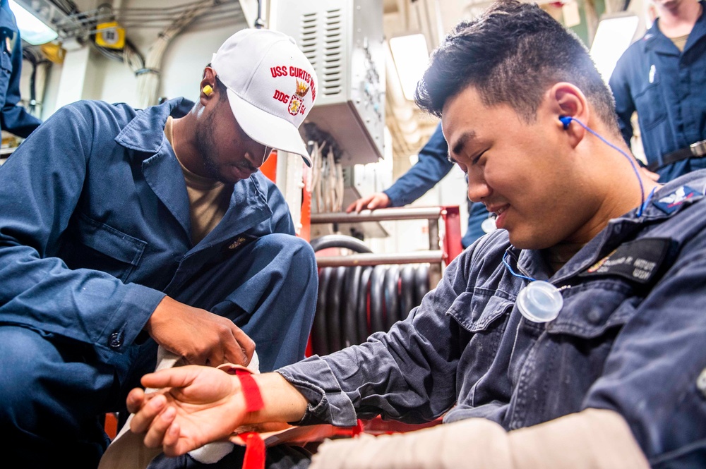Emergency Medical Response Drill Counducted Aboard USS Curtis Wilbur (DDG 54)