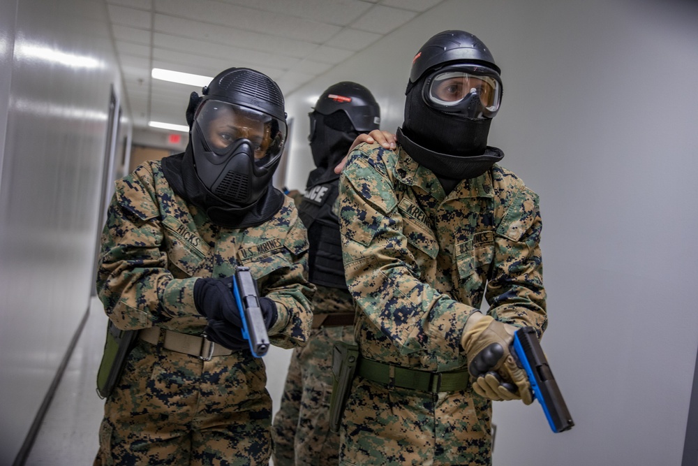 4th Civil Affairs Group Marines exercise active shooter emergency action plan