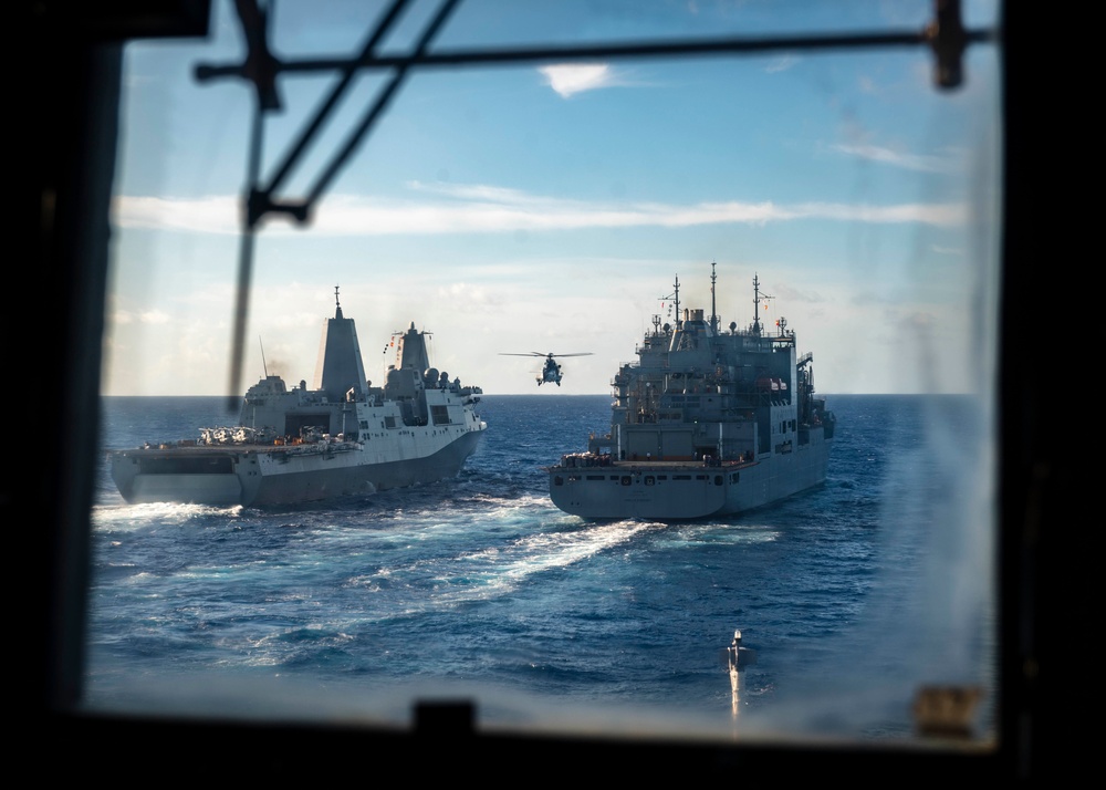 Replenishment-at-sea with USNS Amelia Earhart and USS Green Bay