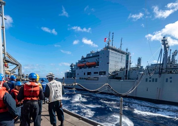 Replenishment-at-sea with USNS Amelia Earhart and USS Green Bay