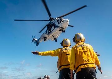 Replenishment-at-sea with USNS Amelia Earhart and USS Green Bay