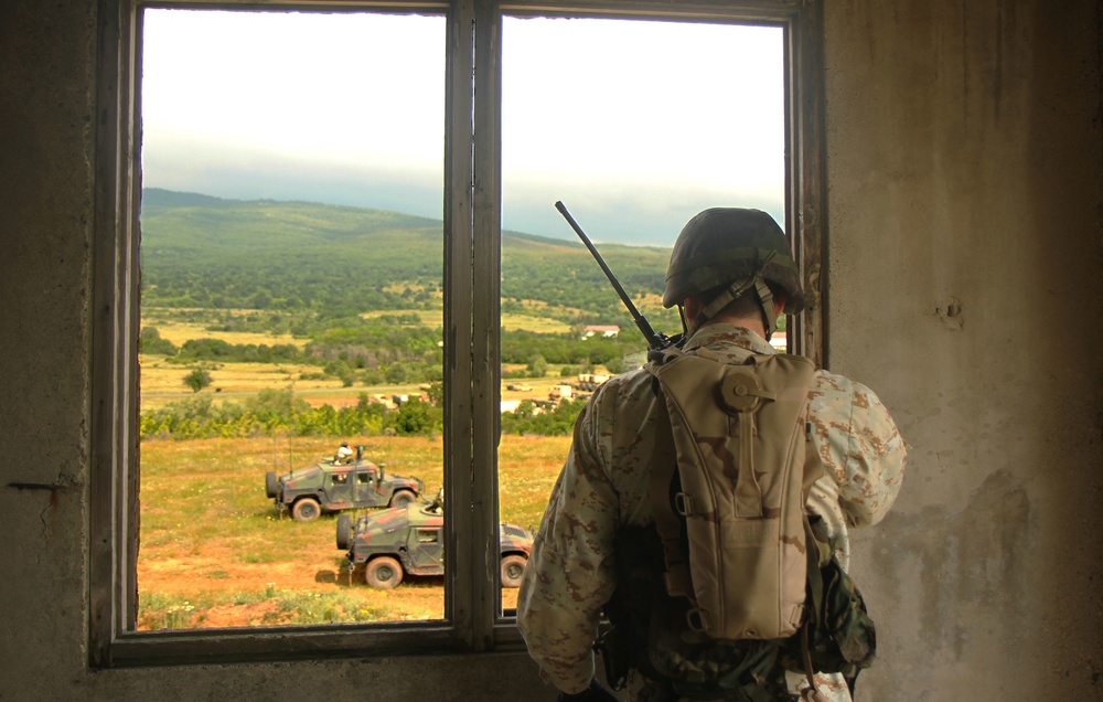 Soldiers from the Albanian, Bulgarian, Greek, North Macedonian and U.S. armies Simulate Urban Warfare Attack