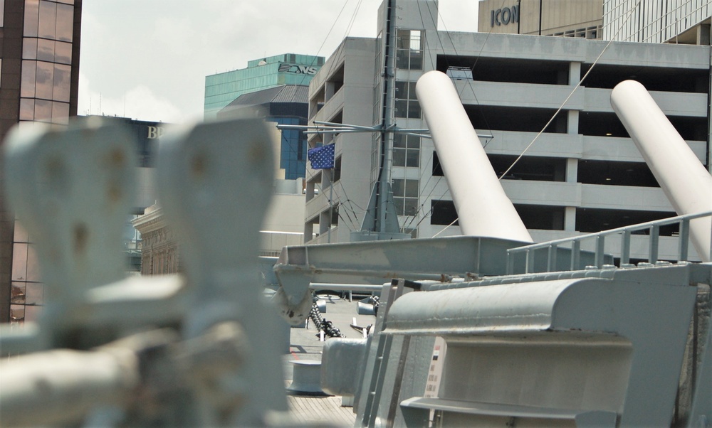 Union Jack flying from the Battleship Wisconsin