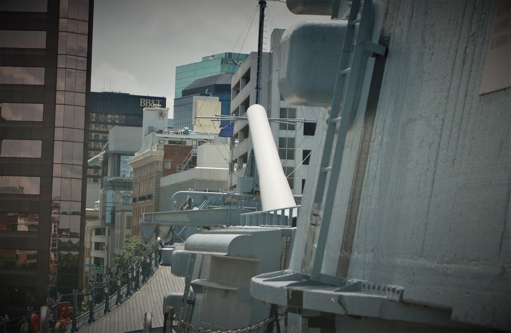 Union Jack flying from the Battleship Wisconsin