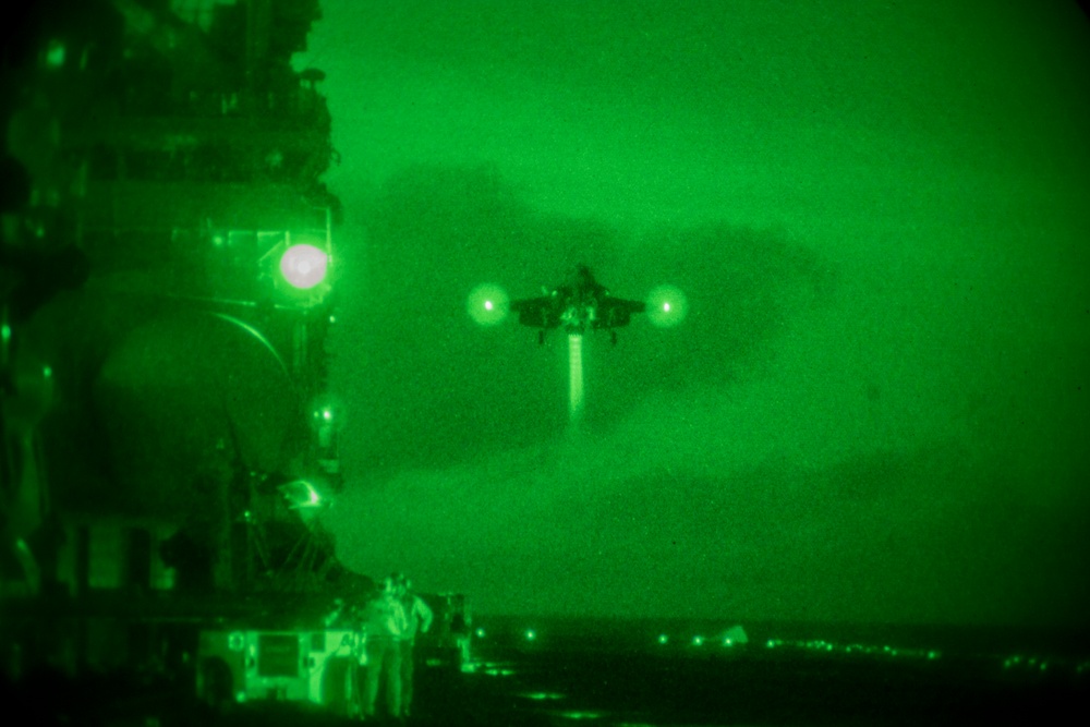 31st MEU F-35B twilight, night flight operations aboard USS Wasp