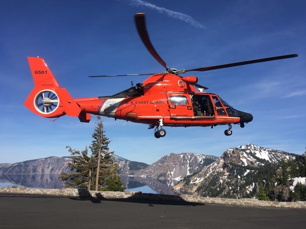 Sector North Bend aircrew rescues man at Crater Lake