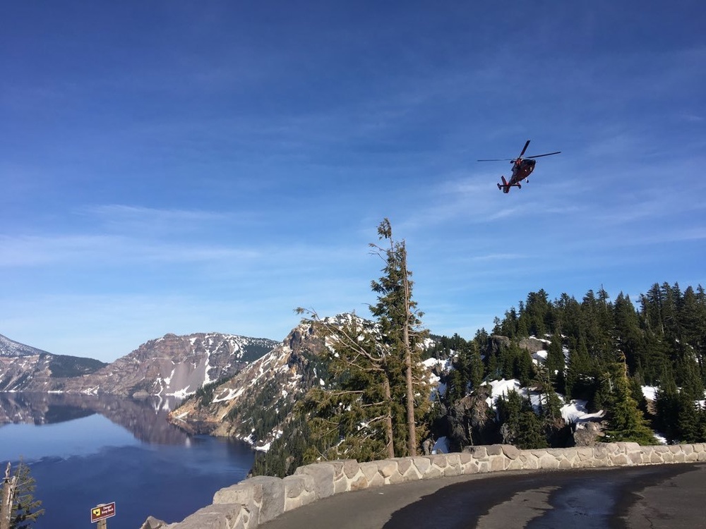 Sector North Bend aircrew rescues man at Crater Lake