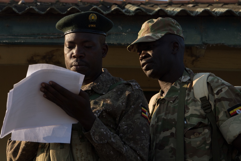 U.S. Army teaches Uganda Wildlife Authority rangers patrol techniques