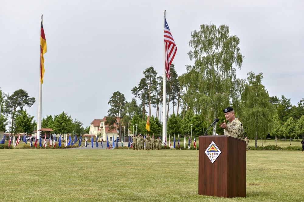Lt. Gen. Christopher Cavoli speaks at 7th ATC’s Change of Command ceremony