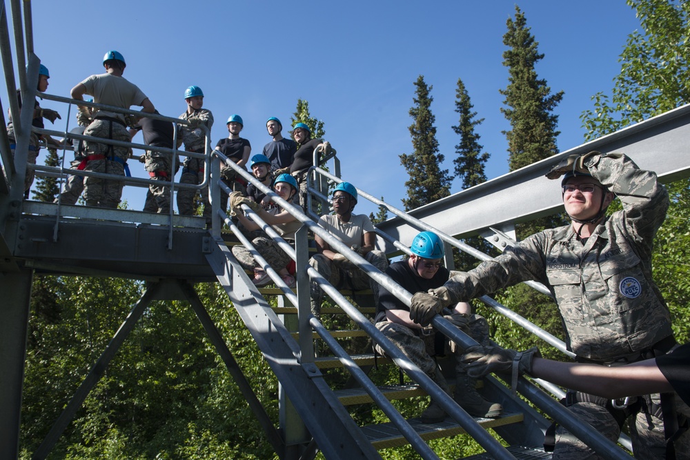 Air Force Junior Reserve Officer Training Corps (AFJROTC) participate in the Cadet Summer Leadership Course at JBER