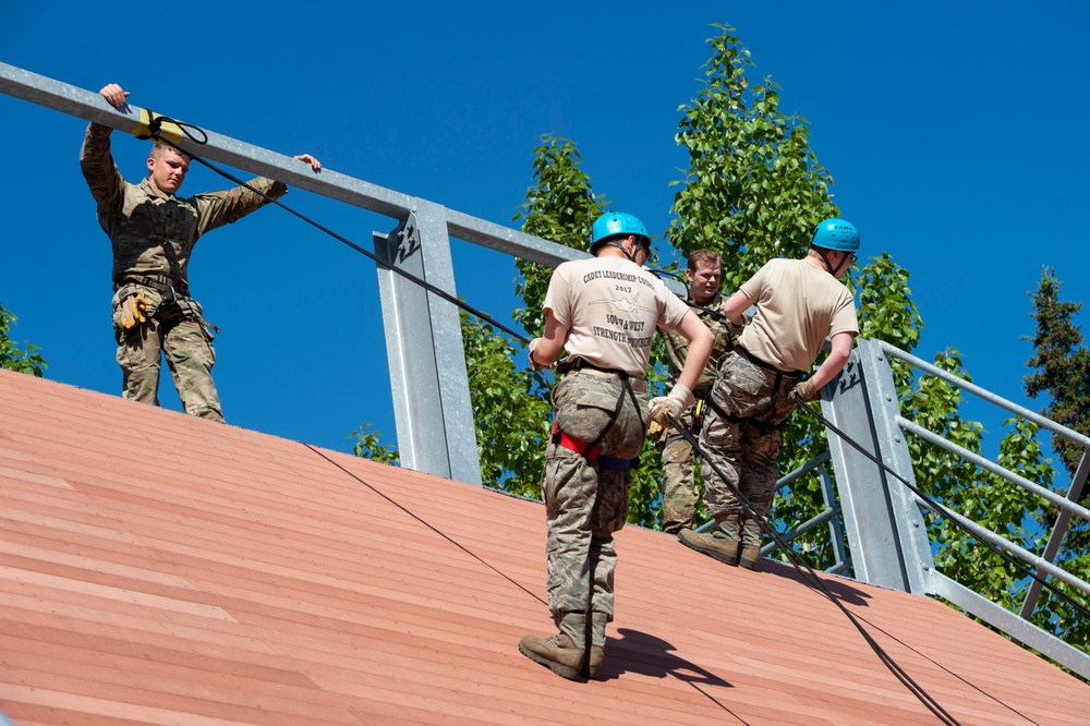 Air Force Junior Reserve Officer Training Corps (AFJROTC) participate in the Cadet Summer Leadership Course at JBER