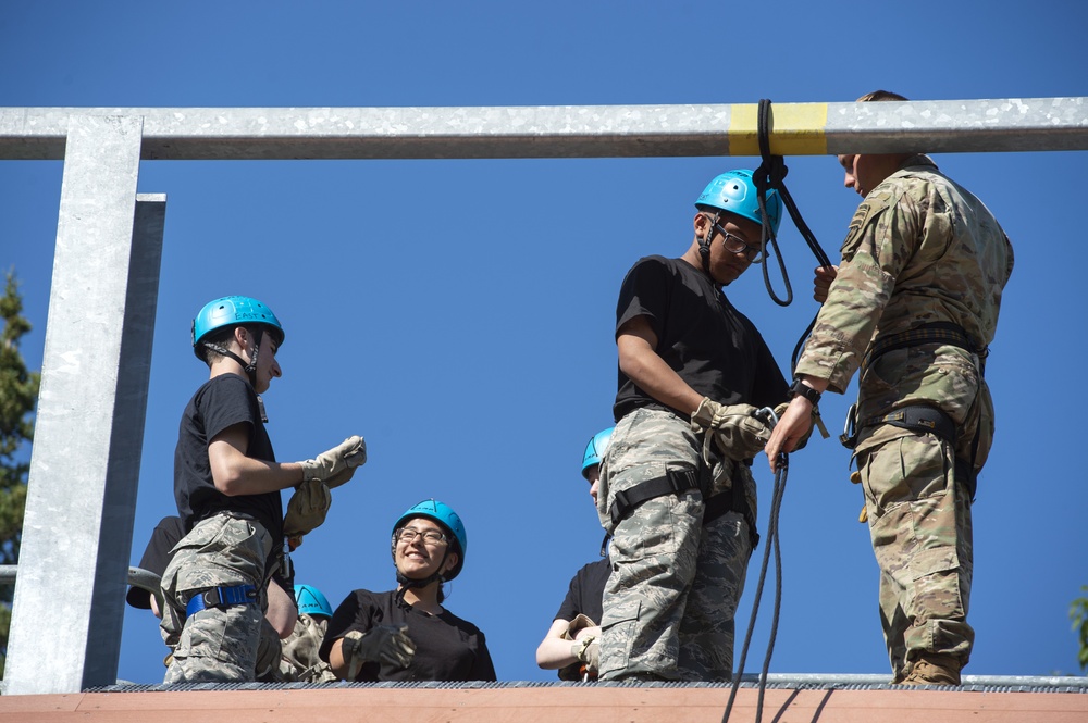 Air Force Junior Reserve Officer Training Corps (AFJROTC) participate in the Cadet Summer Leadership Course at JBER