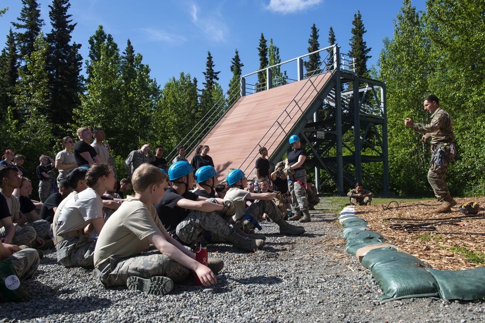 Air Force Junior Reserve Officer Training Corps (AFJROTC) participate in the Cadet Summer Leadership Course at JBER